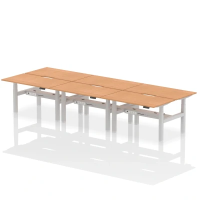 Image of Air B2B 1400x800 Adjustable 6P Bench Desk Scalloped Oak/Silver