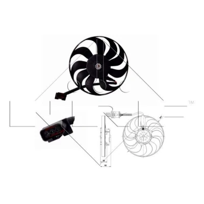 Image of 1J0959455R Cooling fan NRF 47392 290mm 12V 180/140W without radiator shroud VOLKSWAGEN: Golf 4, Bora Saloon, AUDI: TT Roadster, A3 Hatchback