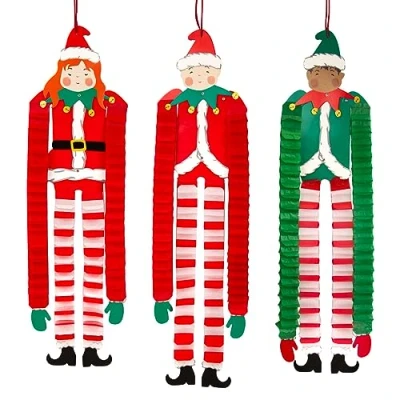 Image of Santa&#039;s Elves Premium Reusable Hanging Christmas Decorations For Kids Add some Xmas cheer to any home, bedroom, or classroom. Product and packaging are made from 100% Paper 80cm Pack Size 3