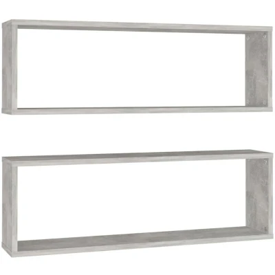 Image of vidaXL Wall Cube Shelf 2 pcs Concrete Grey 80x15x26.5 cm Engineered Wood