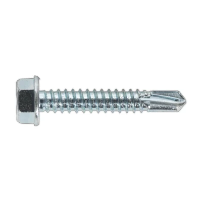 Image of Sealey Self Drilling Screw 6.3 x 38mm Hex Head Zinc Pack of 100