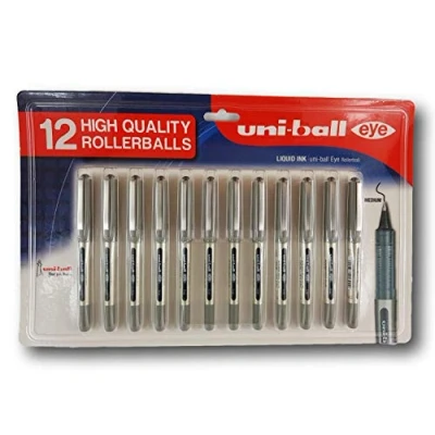 Image of Uni Ball Eye Rollerball Black Pen Set 12 Pack