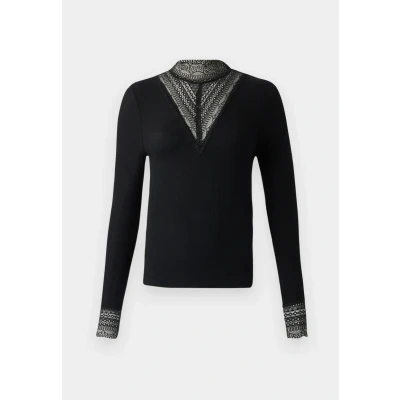 Image of ONLY Onltilde L/S HIGH NECK LACE JRS Long sleeved top, Women&#039;s, Size: XS, Black