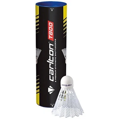 Image of Carlton T800 White Synthetic Shuttlecocks Medium Tube Of 6