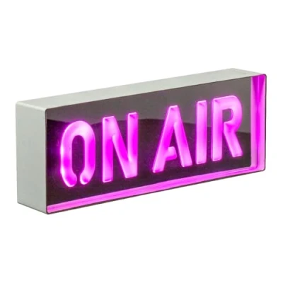 Image of Global Gizmos 51519 On Air Neon Sign/Acrylic Box Light/Energy Efficient Pink LEDs/Battery Powered/Mirrored Finish/Ideal for Home, Bars &amp; Pubs