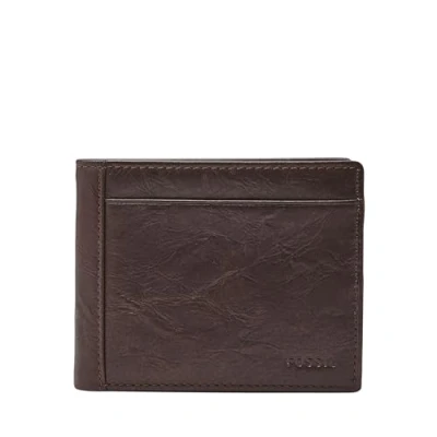 Image of Fossil Men&#039;s Leather Bifold Wallet with Flip ID Window, Neel Brown, One Size