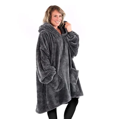 Image of Snug Rug Wearable Blanket Hoodie Sherpa Fleece Adults Size Hooded Hoody Unisex (Slate Grey)