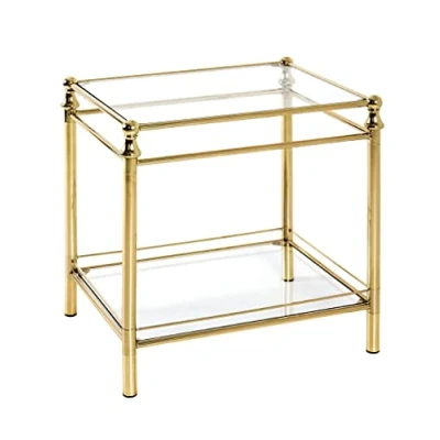 Image of HAKU Mobel End Table Brass Coated, Metal, Tempered Glass Size: W 52 cm X H 53 D 42 cm, Style: Contemporary