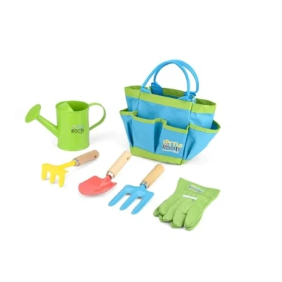 Image of Little Roots Kids Gardening Tool Kit Bag, Garden Toy Box with Sprayer Gloves, Trowel, Watering Can and Storage Tools for Children
