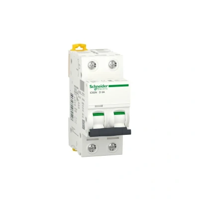 Image of Schneider Electric a9 F75203 ic60 N Circuit Breaker, Acti9, Curvature D, 2P, 85 mm Height x 36 width 78.5 depth, 3 A Current, 50/60 Hz, White