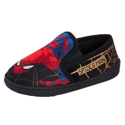 Image of Spiderman Slippers for Boys Premium Marvel Avengers Gold Web Slip On Slipper Mules Kids House Shoes Size 13 UK Child