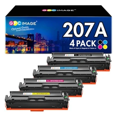 Image of GPC Image 207A Toner Compatible with HP 207 A 207X for Color Laserjet Pro MFP M283fdw M283fdn M282nw M255dw M255nw W2210A W2210X W2211A W2212A W2213A (Without Chip, Pack of 4)