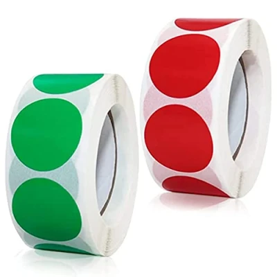 Image of Coloured Dot Stickers Round Color Coding Labels 1 Inch 25mm Self Adhesive Circle Sticky Red Green