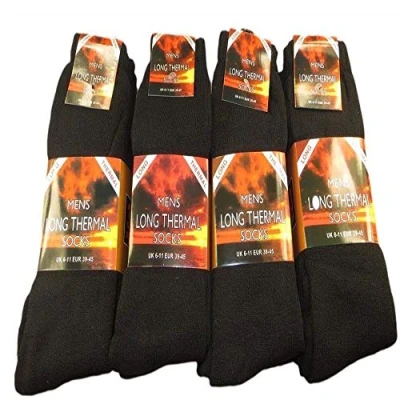 Image of New Ultimate Mens boys Long Thermal Socks, Outdoor Warm Work Boot 6 11 UK (Black, Pack of 3)