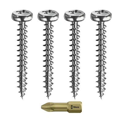 Image of Spax Wood Screw Set Full Thread + PZ Bit 4 Sizes: 3x15; 3x20; 3x25; 3x30 WIRROX Silver