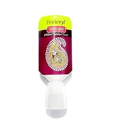 Image of World of Sparkles Fevicryl Fabric Glue for Gems Acrylic Rhinestones Clothes Shoes Adhesive Bonds Machine Washable, 30ml White