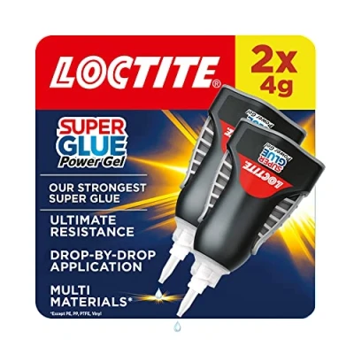 Image of Loctite Super Glue Power Gel, Flexible Superglue with Non Drip Formula for Vertical Applications, Clear Precise Nozzle, 2x4g