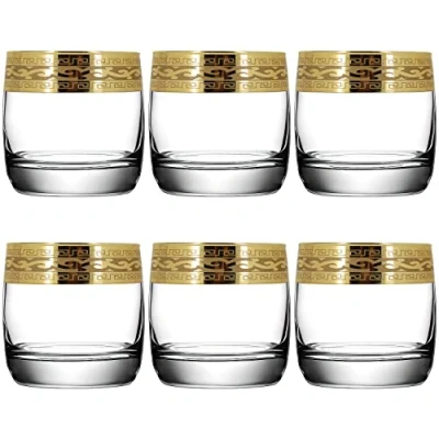 Image of Whiskey Glasses Set of 6 with Gold Rim for Men or Women, Dad, Granddad Gift Round Bottom Modern Design 250ml (Classic Style)