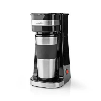 Image of Single Serve 1 Cup Electric Filter Coffee Maker + 0.42L Double Wall Travel Mug Black