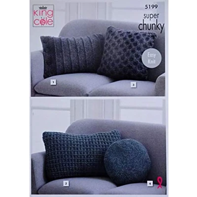 Image of King Cole 5199 Knitting Pattern Various Cushions in Big Value Super Chunky Stormy