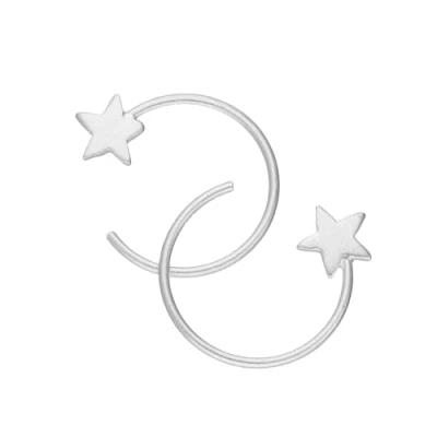 Image of Sterling Silver Star Pull Through Earrings