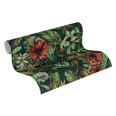 Image of Floral Wallpaper Greenery A.S. Création Non Woven 10.05 m x 0.53 Green Red Yellow Made in Germany 372165 37216 5