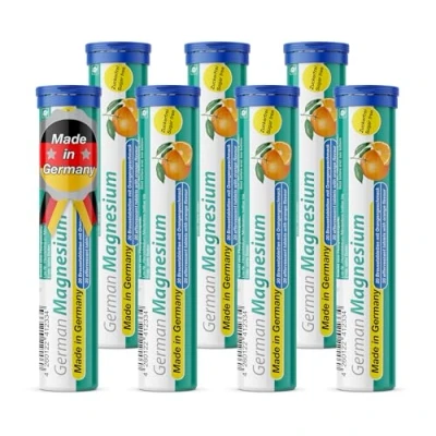 Image of German Magnesium Drink Effervesent Tablets 140 Servings Orange Flavour 200 mg Sugar Free, Vegan T&amp;D Pharma Made in Germany