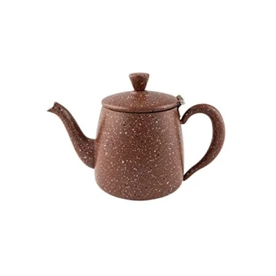 Image of Café Olé Premium Tea Pot, 18/10 Stainless Steel, Red Granite Finish, 18oz, Stay Cool Hollow Handles, Perfect Pour Spout, PT 018RG