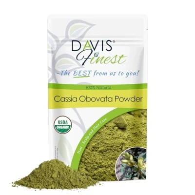 Image of Davis Finest Organic Cassia Obovata Powder 100g, Neutral Henna Hair, Strengthening, Volumizing, Ayurvedic Hair Mask, Semi Permanent Blonde Dye Shine Conditioner