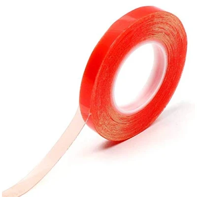 Image of 9mm Red Double Sided Adhesive Sticky Tape Easy Lift Super Strong EXTRA LONG 50m