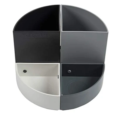 Image of Exacompta Ref 68294D Quarter Modular Pen Pot 120 x 83mm in Size, Space Saving Pot, 4 Movable Sections For Organising Pens, Pencils &amp; Accessories Shades of Grey