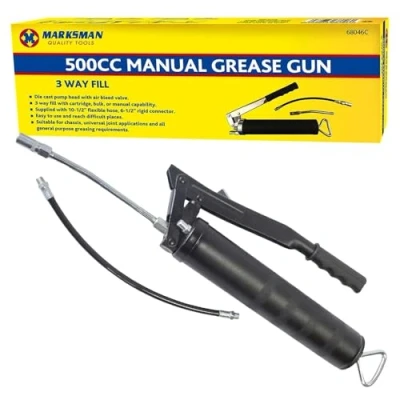 Image of 3 Way 500CC Lever Action 400G Grease GREASING Gun with 2 DELIVERY Hoses DIY New