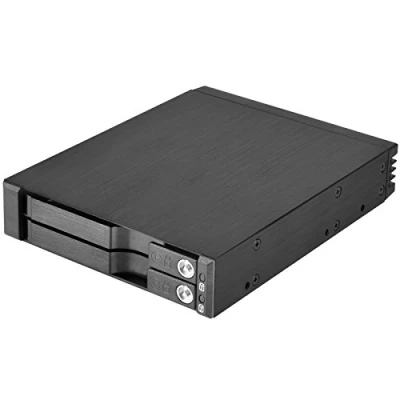 Image of SilverStone SST FS202B Aluminium Trayless Hot Swap Mobile Rack Backplane / Internal Hard Drive Enclosure for 2x 2.5 Inch SAS/SATA HDD or SSD, fit in any 3.5 Bay, with Lock, black