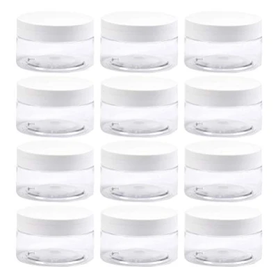 Image of BUYGOO 12Pcs 100ml Clear Plastic Jars with Lids Small Storage Containers Transparent Little for Slime, Spice, beans, pulses and snacks more Food