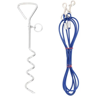 Image of vidaXL Dog Tie Out Cable with Ground Stake 5 m