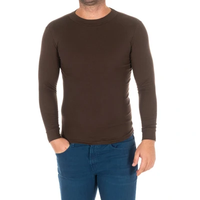 Image of Kisses&amp;Love Mens Long sleeved T shirt with half high collar 1625 H man Brown Size X Small
