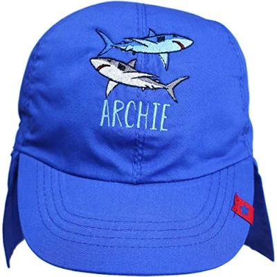 Image of TeddyTs Personalised Blue Sharks Legionnaire Sun Hat (6 12 Months)