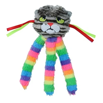 Image of AB Tools Cat Kitten Catnip Filled Interactive Moody Moggy Rainbow Grab Play Toy