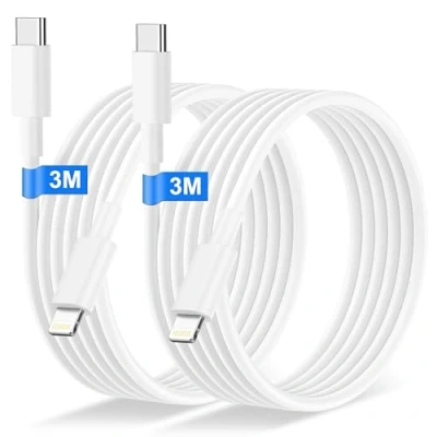 Image of USB C to Lightning Cable 3M 2Pack[Apple MFi Certified], Original Fast iPhone Charger Charging Type Wire Lead for 14 Pro Max/Plus/13/12/11/XS/8/iPad/iPod