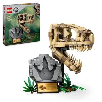 Image of LEGO Jurassic World Dinosaur Fossils: T. rex Skull Toy for 9 Plus Year Old Boys, Girls &amp; Kids, 3D Skeleton Model Kit with Opening Jaw and Display Stand, makes a Cool Dino Decoration, Gift Idea 76964
