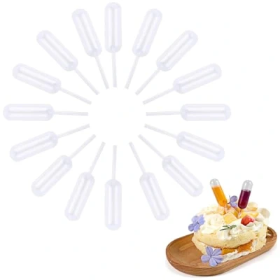 Image of Siumir 100 PCS Pipettes Dropper 4 ML Plastic Food Syringe Dessert Mini for Chocolate, Cupcakes, Ice Cream Cups