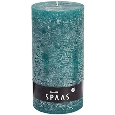 Image of Spaas Rustic Unscented Pillar Candle 100/200 mm, ± 120 Hours, Emerald Green