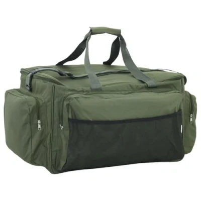 Image of vidaXL Fishing Bag Waterproof Tackle Backpack, Dark Green, 600D Oxford Fabric, 84x35x35 cm, Adjustable Strap