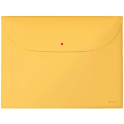 Image of Leitz A4 Plastic Popper Wallet With 2 Pockets, 50 Sheet Capacity, Pack of 3, Cosy Range, Warm Yellow, 47090019