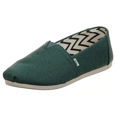 Image of TOMS Women&#039;s Alpargata Loafer Flat, Stormy Green Heritage Canvas, 4 UK