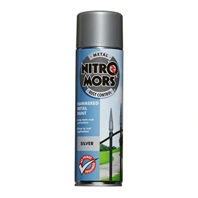 Image of Nitromors Anti Rust Hammered Finish Metal Spray Paint, No Primer Required, Silver, 500 ml