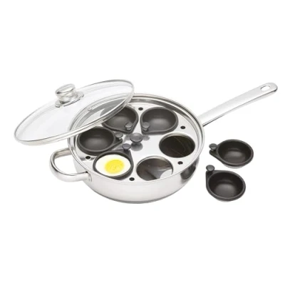 Image of KitchenCraft Stainless Steel 28cm Six Hole Egg Poacher