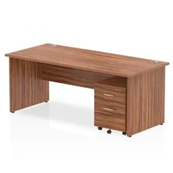 Image of Impulse 1800x800 Desk Walnut Top Panel Leg+ Mobile Ped