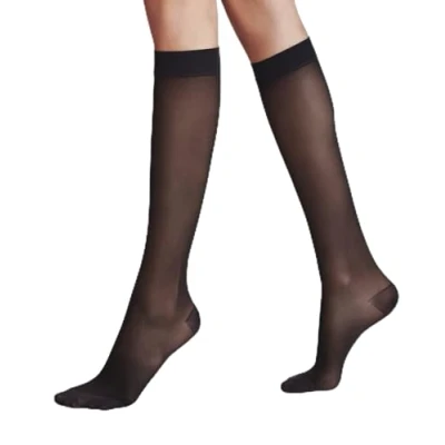 Image of FALKE Women&#039;s Energize 50 DEN W KH Semi Opaque With Compression 1 Pair Knee High Socks, Black (Black 3009), 7 8