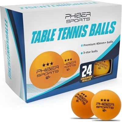 Image of PHIBER SPORTS Premium Table Tennis Balls 3 Star 40+ [Pack of 24] Orange Perfect Playing Features Ideal for Beginners, Families and Professionals According to Competition Guidelines